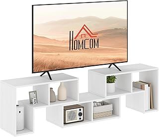 HOMCOM TV Stand for TVs up to 75 Inches, Free Combination TV Unit with Storage Shelves, Extendable Entertainment Centre for Living Room, White Wood Grain