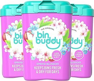 Bin Buddy Fresh Spring Blossom 450g x 3, Bin Freshener Deodoriser Powder, Leaves Your Bin Smelling Great, Suitable for Indoor and Outdoor Bins, Pack of 3
