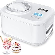 KUMIO 1.5L Ice Cream Maker with Compressor, No Pre-Freezing, 4 Modes Ice Cream Maker Machine with LCD Display, Timer, Automatic Gelato & Yogurt Machine, Stainless Steel