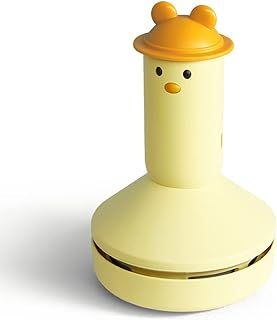 Mini Rechargeable Desktop Vacuum Cleaner, Cute Cartoon Desk Table Hoover for Cleaning Eraser Crumbs, Dust, Crumbs, Piano, Hairs, Computer, Keyboard and Car (Yellow)
