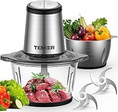 TENKER Food Processor, Electric Food Chopper with 2 Bowls (2L+2L), 2 Sets Blades, 500W Meat Grinder & Veggie Chopper, 2 Speed for Baby food &Family Use, Black
