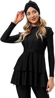 Modest Muslim Swimwear For Women Long Sleeve Full Cover Swimming Costume Burkini Top Trousers Swimming Cap 3 Pcs Set Islamic Arabic Swimsuit with Hijab Beachwear Bathing Suits Surfing Suit