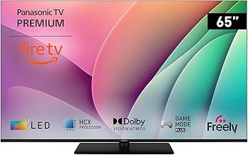 Panasonic TV-65W80AEY W80 Series 65 inch 4K Ultra HD LED Smart TV, 2024, Fire TV, Freely, Dolby Vision & Atmos, Alexa Voice Control, Airplay, Black