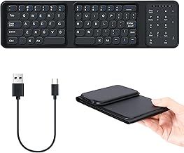 Foldable Bluetooth Keyboard, Folding Keyboard with Touchpad and Numeric Keypad, USB Rechargeable Portable Tri-Folding Keyboards, Wireless Mini Travel Keyboards for Tablet, IOS, Android, Wins, PC