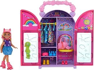 Barbie Chelsea Doll & Closet Toy Playset with 15 Pieces Clothes & Accessories Included, Foldable Set for On-The-Go Play & Storage, HXN03