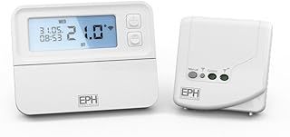 NASUSA EPH Digital RF Programmable Room Thermostat - Receiver Combipack 4 / RFRP & RF1A / (White, Modern Style, Zigbee, Touch Control, Battery Powered, 3.3 Volts, HVAC Control Thermostat)