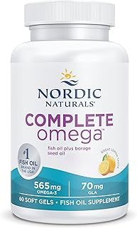 Nordic Naturals Complete Omega-D3, 565mg, with Omega-6, Omega-9 and Vitamin D3, Highly Dosed, Lemon Flavour, 60 Softgels, Laboratory Tested, Soy Free, Gluten Free, Non-GMO