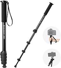 K&F Concept Monopod for Camera, 63" Aluminum Photography Compact Monopod with 5-Section Height, Lightweight Travel Monopod for DSLR Camera, Load Capacity 10kg/22lbs, MS16
