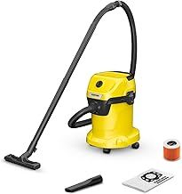 Kärcher 16281030 Wet & Dry Vacuum Cleaner WD 3, blower function, power: 1000W, plastic container: 17L, suction hose: 2m, incl. cartridge filter, floor and crevice nozzle, Yellow