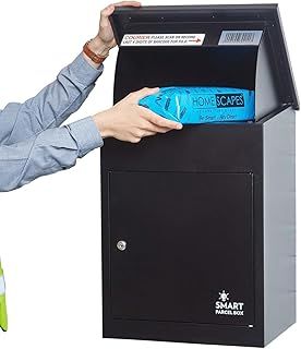 Smart Parcel Box - Wall Mounted Parcel Box Outdoor, Secure Black Delivery Box for Parcels, Durable & Waterproof, Lockable Weatherproof Parcel Drop Box Suitable For Multiple Large Parcels