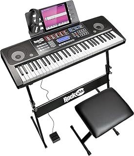 RockJam RJ761 61 Key Keyboard Piano with Keyboard Bench, Digital Piano Stool, Sustain Pedal and Headphones