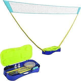 4m Badminton Set with Volleyball, Portable Badminton Net with Two Rackets, Two Shuttlecocks, Carry Case, for Indoor, Outdoor Sports