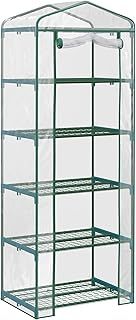 Outsunny 5 Tier Mini Greenhouse, Portable Greenhouse with Reinforced Plastic Cover, Garden Grow House with Roll Up Door and Shelves, 69 x 49 x 193cm, Clear