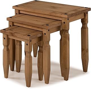 Mercers Furniture Corona Piccolo Nest of 3 Tables - Antique Wax Pine (brown)