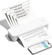 Memoking M833 Portable Printer, Thermal Bluetoth Printer A4 & Letter, Wireless & Inkless, Compatible with Phone & Laptop, for Home, Office, Business Trip, Includes 1 Roll of A4 Thermal Paper