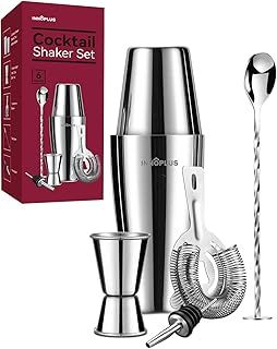Cocktail Shaker, Cocktail Shakers 800ml, Cocktail Making Set 6 Piece, Cocktail Shaker Kit with Strainer, Double Jigger, Bar Mixing Spoon, Boston Shaker Bartender Maker Martini sets