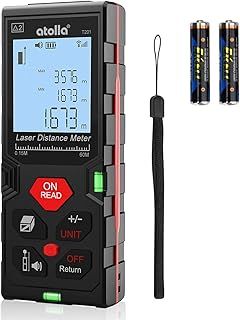 Laser Measure Device, Laser Distance Meter up to 60m / ± 2mm Digital Measure Tool Range Finder with Bubble Level and Large LCD Backlit and Waterproof IP54