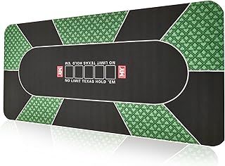 M.Y Professional Poker Mat 180cm x 90cm | Extra Large 10 Player Texas Hold'em Poker Table Top Mat Layout | Includes Portable Carry Bag