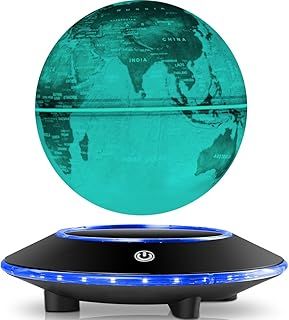 Levitating Globe, Rotating Floating Globe 6 Inches Magnetic Levitation World Map Globe Lamp, Cool Gifts for Christmas, Birthday, Home Office Decor (7 Colors Changing)