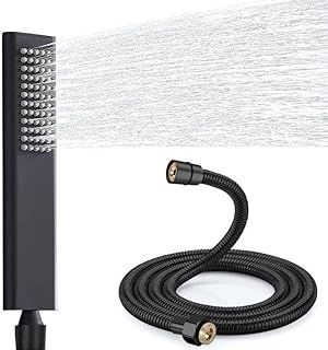 Solid Brass Handheld Shower Head, Arc Design High Pressure Hand Shower, Replaceable Shower Head and 59" Stainless Steel Hose Set, Black
