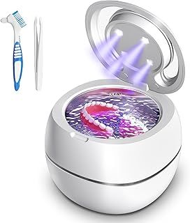 SEANCHEER Ultrasonic Cleaner | 48kHz | 24W | 180ML | Ultrasonic Retainer Cleaner Machine with U-V Light for | Retainer | Aligner | Denture | Night Guard | Jewelry | (White)