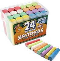 24 Coloured Chunky Chalks, Giant, Pavement, Washable, Fun for Children 8 Vibrant Colours, Outdoor, Garden, Drawing - Artists - Toddler,Kids