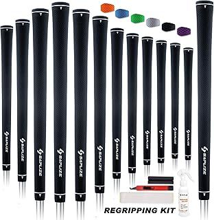 SAPLIZE Pure Color Golf Grips, 13 Set with Complete Regripping kit, Standard/Mid Size, Rubber Golf Club Grips, 6 Color Optional