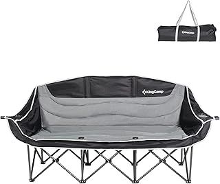 KingCamp Double Camping Chair for Adults, Heavy Duty Outdoor Chairs 2 Seater & 3 Seater with Armrest/Cup Holder, Padded Folding Camping Sofa Up to 300 kg (660 lbs), Oversized Garden Chair for Picnic