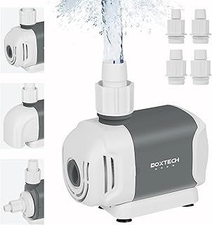 boxtech Adjustable Ultra Quiet Fountain Water Pump, 1500L/H 25W Aquarium Water Pump with Filter for Aquarium, Fish Tank, Pond, Fountains, Pool with 3 Nozzles