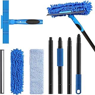 VITEVER Professional Window Squeegee Cleaner Tool with Extension Pole | 2-in-1 Window Squeegee with Scrubber Cleaning Kit
