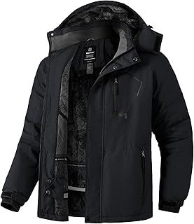Wantdo Men's Mountain Ski Jacket Waterproof Winter Coat Hooded Windbreaker Warm Snowboarding Jacket Windproof Outdoor Jacket