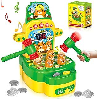 KOJAYHOL Whack A Mole Game with 2 Hammers Toy, Whack Game Toy with Mole for 3 4 5 6 7 8 Years Old Boys Girls, Interactive Educational Toys with Sound and Light