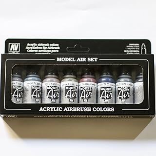 Vallejo Model Air Metallic Colors Acrylic Paint Set for Air Brush - Assorted Colours (Pack of 8),17 ml (Pack of 8) (Package may vary)