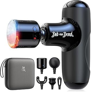 Mini Massage Gun with Heat and Cold Therapy, Bob and Brad Q2 Pro Pocket-Sized Deep Tissue Muscle Massage Gun with Carry Case, Ultra Quiet Portable Percussion Massage Gun for Pain Relief Recovery