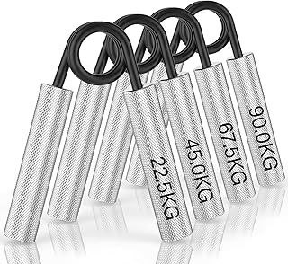 Grip Strength Trainer 4 Pack,22.5KG-90KG Metal Hand Grip Strengthener,Non-Slip Heavy-Duty Forearm Exerciser,Hand Gripper for Muscle Building and Hand Rehabilitation Exercising