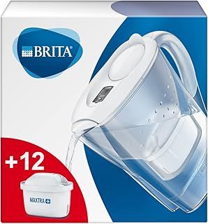 BRITA Marella fridge water filter jug, 2.4 L - White. Annual Pack, Includes 12 x MAXTRA+ filter cartridges for reduction of chlorine, limescale and impurities - now in sustainable Smart Box packaging