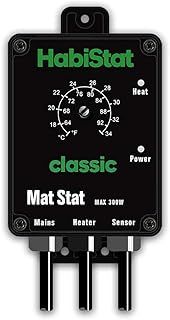 Habistat - Classic On/Off Mat Stat Thermostat - Black - 300w - Accurate Dial - Easy to Use - Ideal For Controlling Heat Mats