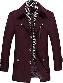 Allthemen Mens Winter Wool Trench Coat Scarf Collar Warm Coat Jacket Casual Mid Length Overcoat