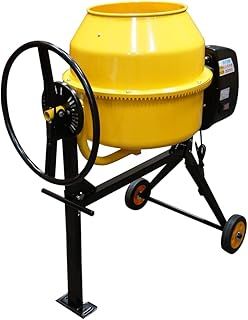 Electric Cement Concrete Mixer RocwooD 140 Litre 550W Drum Mortar Plaster Workshop Site Handle Heavy Duty Easy Load Mix Tool Stand Building Tilting