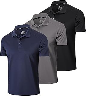 3 Pack Mens Polo Shirts Short Sleeve Quick Dry Lightweight Golf Casual Collared Tops Breathable Moisture Wicking Work Shirts