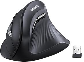 UGREEN Ergonomic Vertical Mouse, 2.4GHz Wireless or Bluetooth, 1000/1600/2000/4000DPI, 5 Buttons, Connects Up to 3 Mac/PC Computers, 75° Ergonomic Angle, Windows, MacOS, Linux, Chrome OS, Android