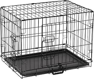 Folding Metal Dog Crate with 2 Doors (Front & Side), Removable Tray, Training Cage for Medium Dogs (30")