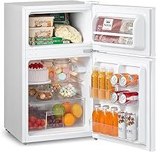 COMFEE' RCT87WH2(E) Under Counter Fridge Freezer, 87L Small Fridge Freezer with Light, Removable Shelves, Adjustable Thermostats, Reversible Doors,White