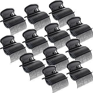 Hot Roller Clips Hair Curler Claw Replacement for Women Girls Hair Section Styling (12 Pieces, Black)