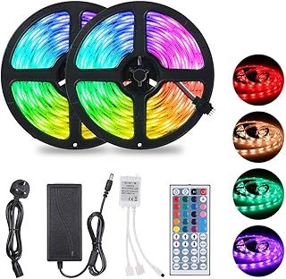 Led Strips Lights 10M 300LEDs 5050 RGB SMD Colour Changing LED Lighting Strips with 44-Keys Ir Remote Controller Ip65 Waterproof for Home Kitchen Christmas Decorations