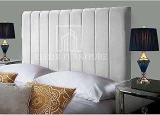 Portland Handmade Headboard Divan Bed Headboard | Plush Velvet Headboards for 4ft6 Double Size Bed | Elegant design with wooden material headboards for beds (Silver, 4ft6 Double Height-36inch)