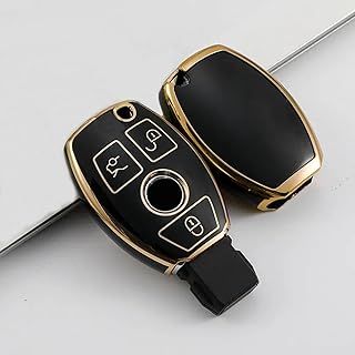 MERCEDES BENZ Key Cover for Mercedes Benz A B C CL E M S SL SLK GLA GLC GLK W164 W245 W212 W204, Mercedes A-Class Key Cover, TPU Silicone BENZ GLA Key Fob Cover - 3 Bottons(Black)
