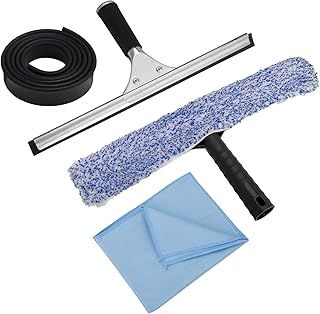 Pinenuts Window Cleaning Kit, 4 Pcs Squeegee Window Cleaner Professional Glass Window Wiper Microfiber Cloths Multipurpose Cleaning Equipment for Car Kitchen Bathroom & Shower