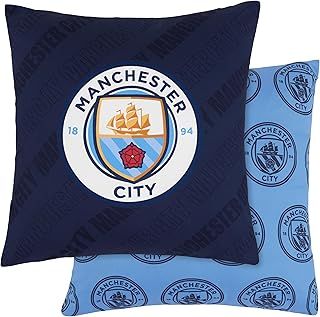 MANCHESTER CITY F.C. Square Cushion Covers, 39 x 39cm Bed, Sofa Cushion Cover Pack of 2 - Man City Gifts
