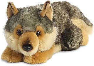 AURORA, 26264, MiYoni Wolf Lying, 11In, Soft Toy,for ages 0+, Brown and Grey